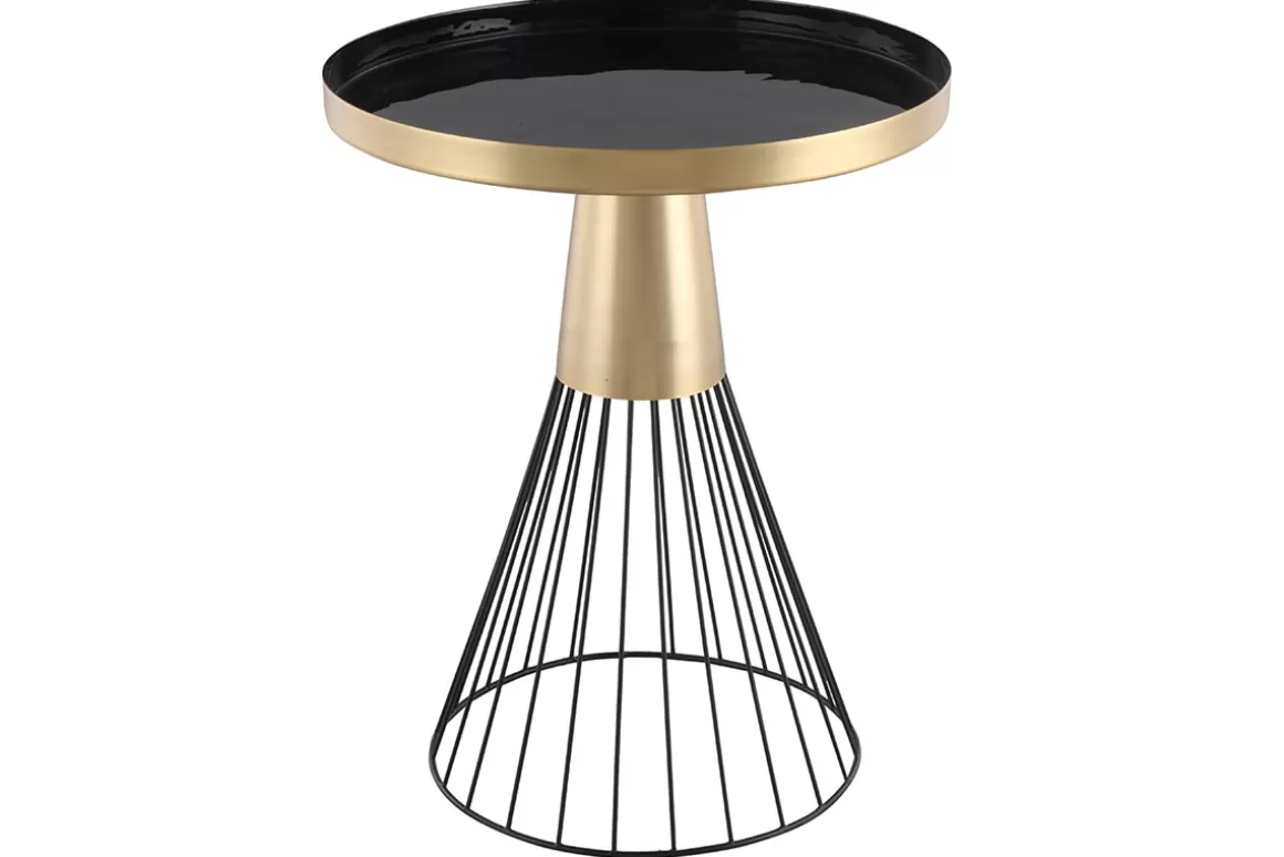 Miliboo Runder Beistelltisch aus schwarz und goldfarben lackiertem Stahl D 41 cm SPLEEN