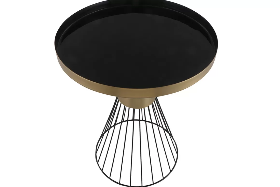 Miliboo Runder Beistelltisch aus schwarz und goldfarben lackiertem Stahl D 41 cm SPLEEN