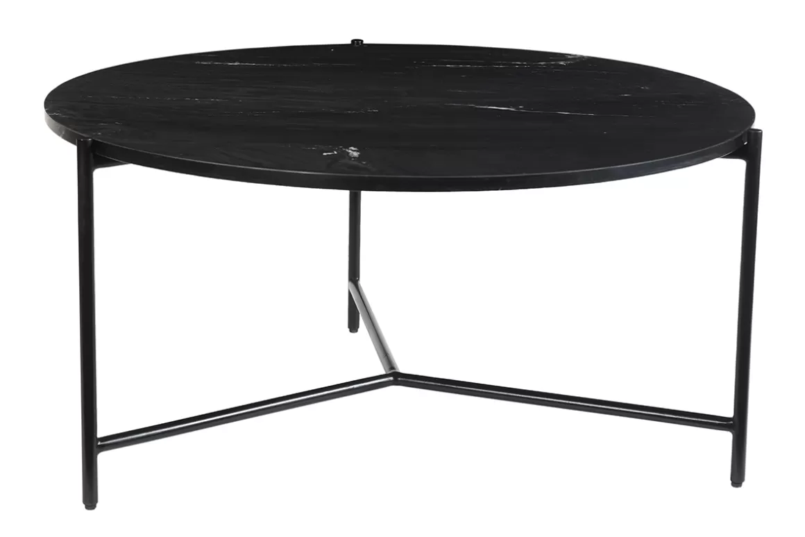 Miliboo Runder Couchtisch aus schwarzem Marmor D 90 cm BUMCELLO