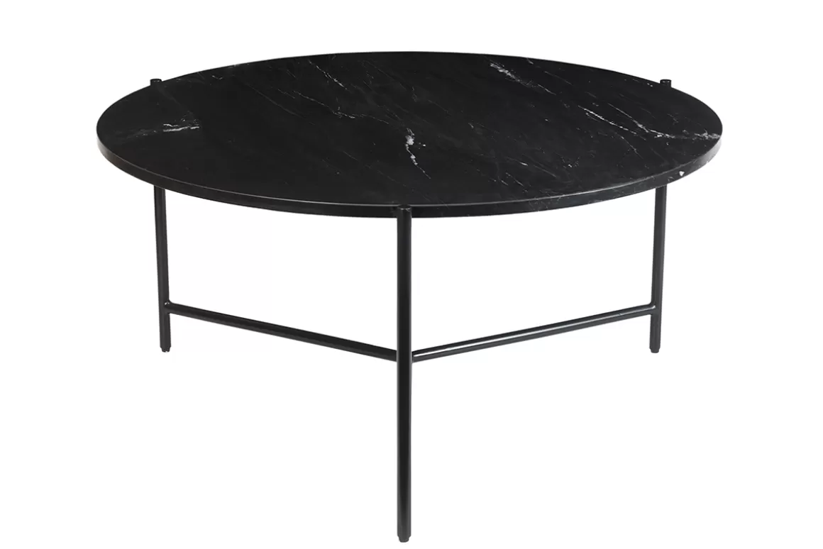 Miliboo Runder Couchtisch aus schwarzem Marmor D 90 cm BUMCELLO