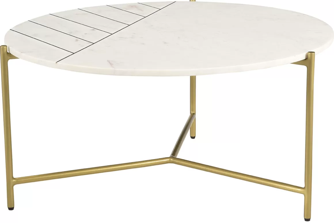 Miliboo Runder Couchtisch aus weißem Marmor SILLON