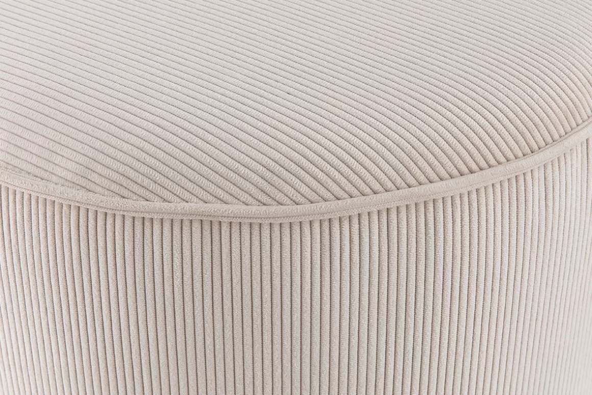 Miliboo Runder Hocker aus beigem Cord D 40 cm LOUIS