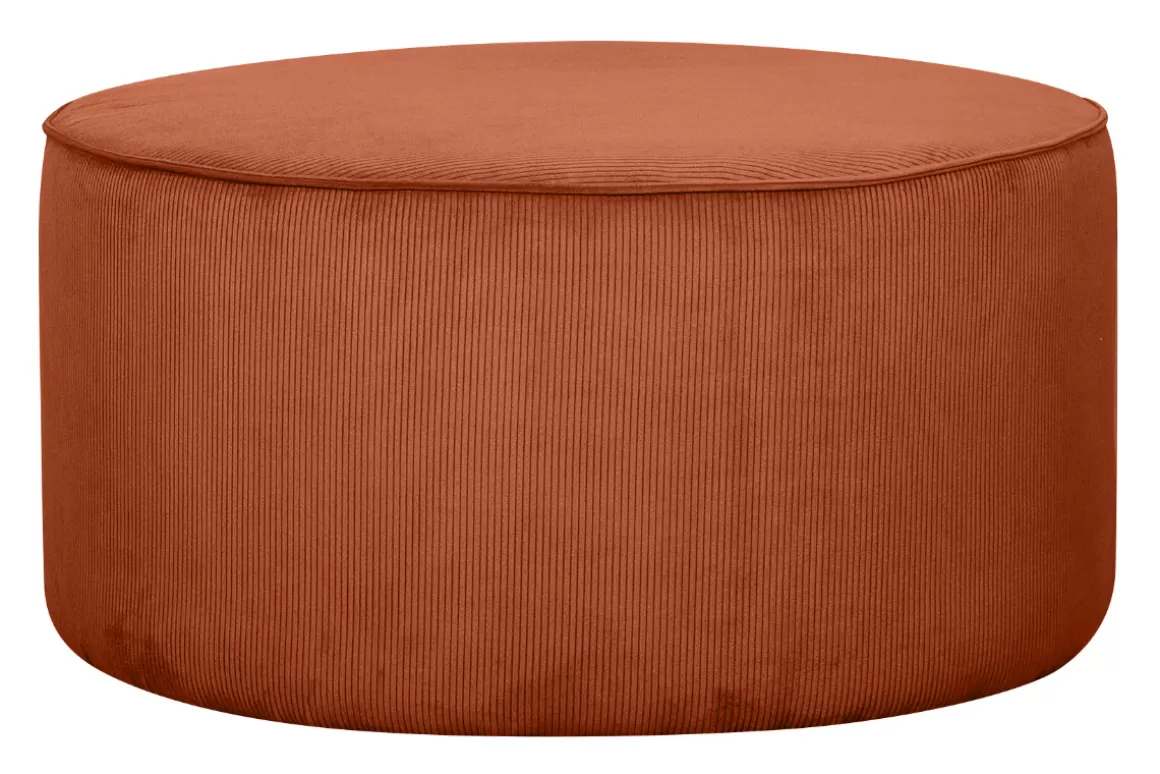 Miliboo Runder Hocker aus erdfarbenem Cord D 70 cm LOUIS