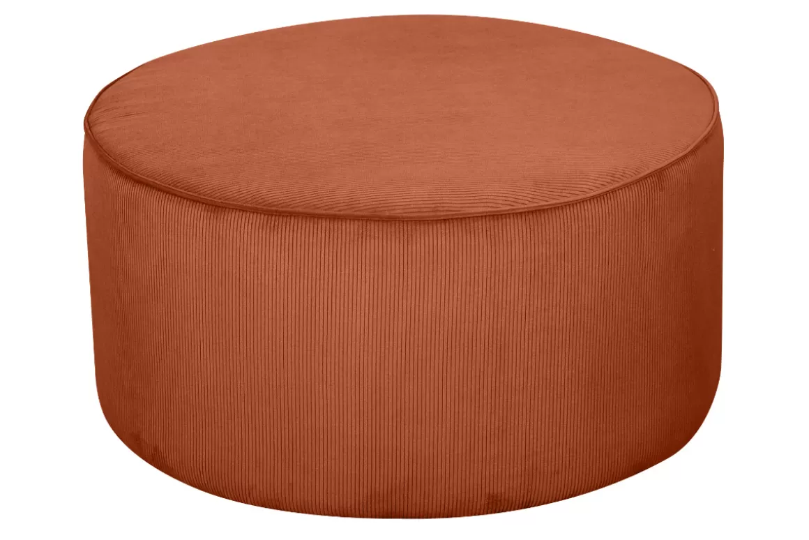 Miliboo Runder Hocker aus erdfarbenem Cord D 70 cm LOUIS