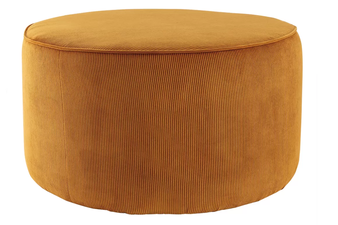 Miliboo Runder Hocker aus gelbem Cord D 70 cm LOUIS