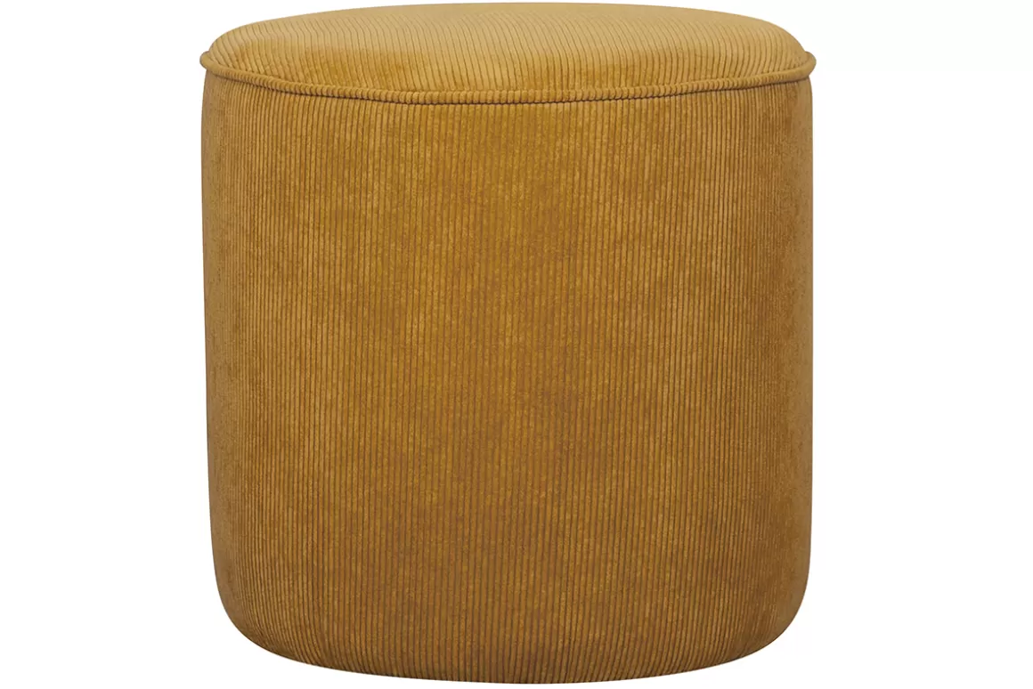 Miliboo Runder Hocker aus gelbem Cord D 40 cm LOUIS