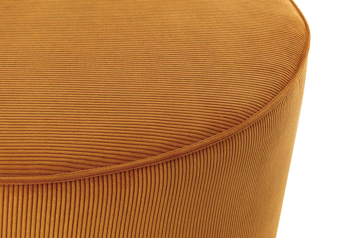 Miliboo Runder Hocker aus gelbem Cord D 70 cm LOUIS