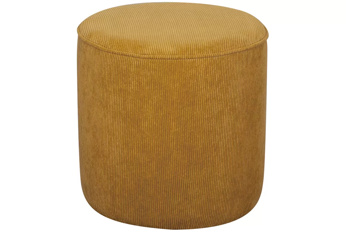 Miliboo Runder Hocker aus gelbem Cord D 40 cm LOUIS