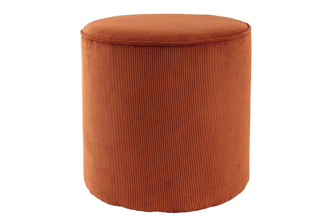 Miliboo Runder Hocker aus rostbraunem Cord D 40 cm LOUIS