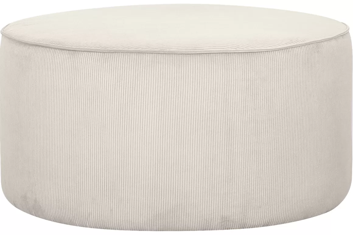 Miliboo Runder Hocker aus ungebleichtem beigem Cord D70 cm LOUIS