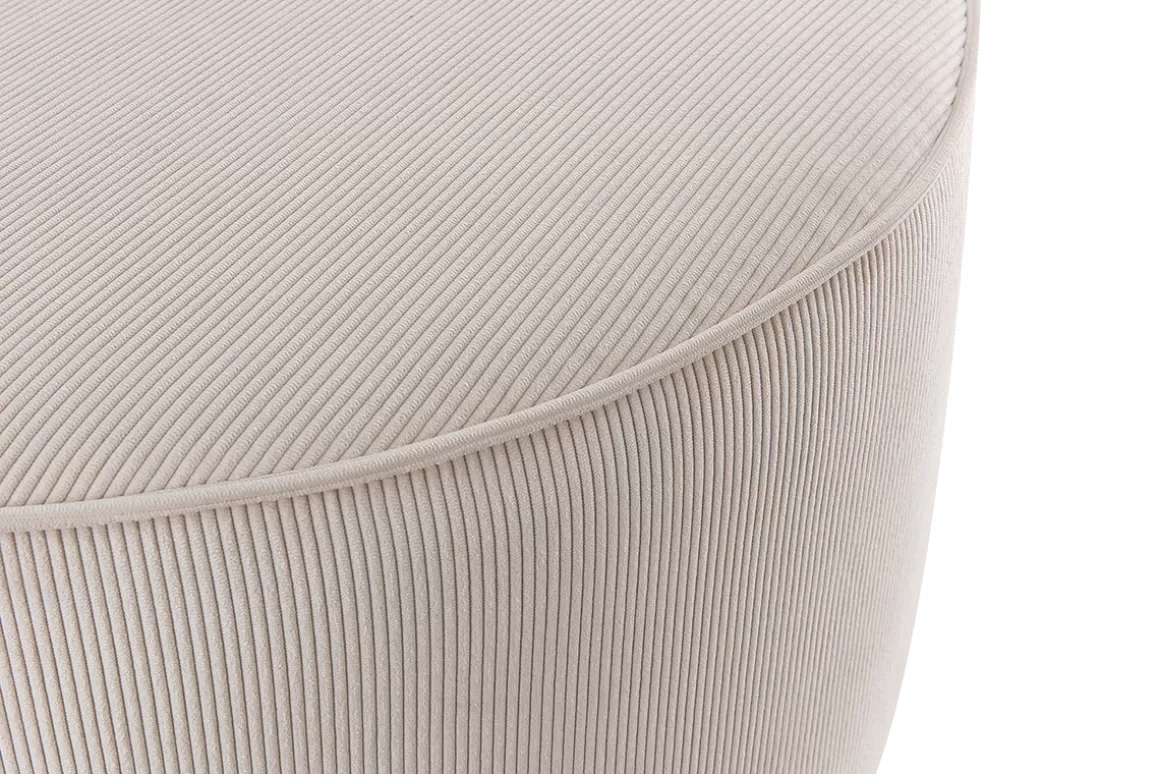 Miliboo Runder Hocker aus ungebleichtem beigem Cord D70 cm LOUIS