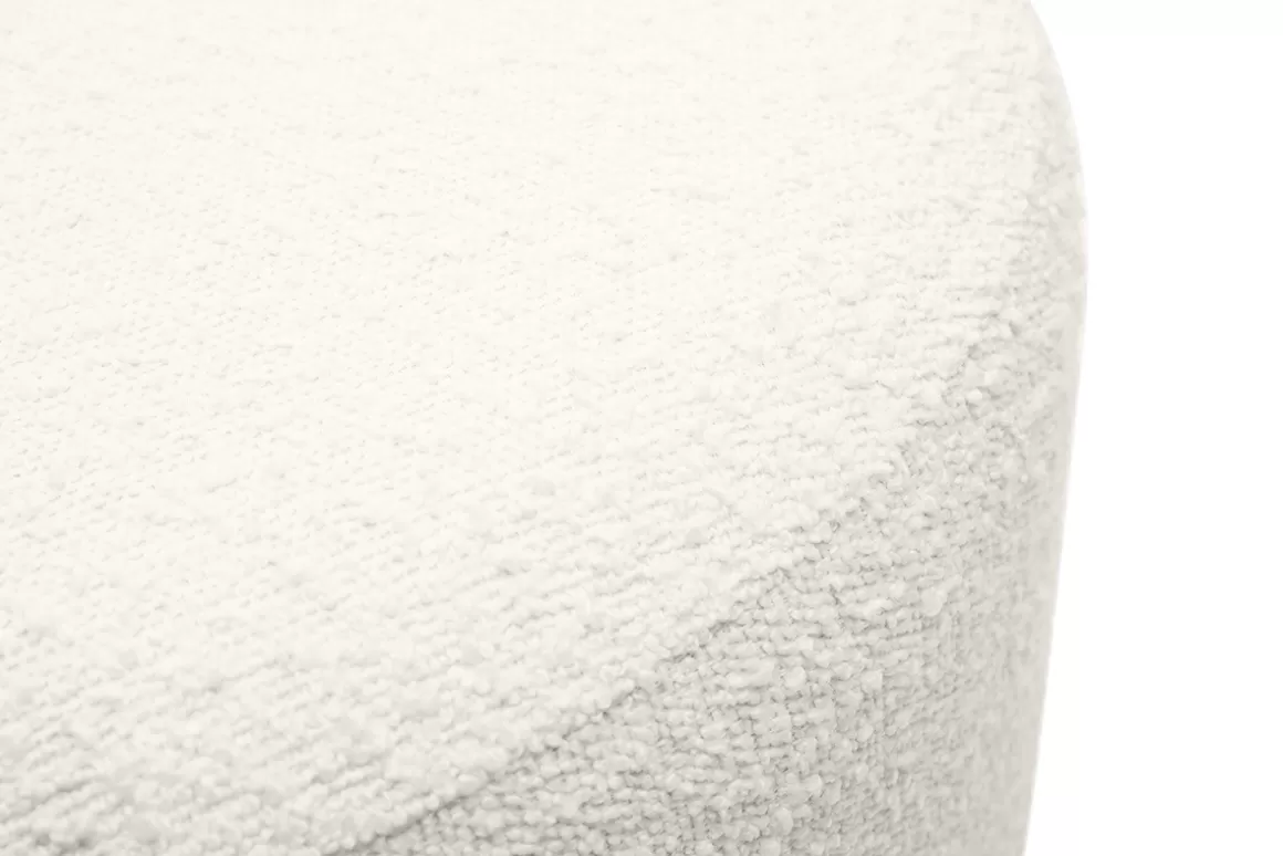 Miliboo Runder Pouf aus schimmerndem Wollmischgewebe in gebrochenem Weiß und goldfarbenem Metall D54 cm AMAYA