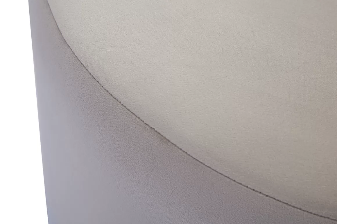 Miliboo Runder Samt- und goldenes Metallpouf in Taupe D54 cm AMAYA