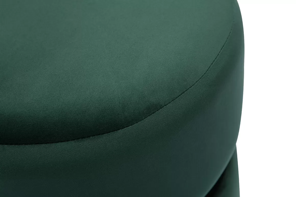 Miliboo Runder Samtpouf in Dunkelgrün mit goldenem Metall D40 cm JOY