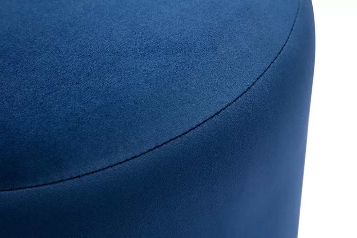 Miliboo Runder Samtpouf in Marineblau und goldener Metallstruktur D40 cm AMAYA
