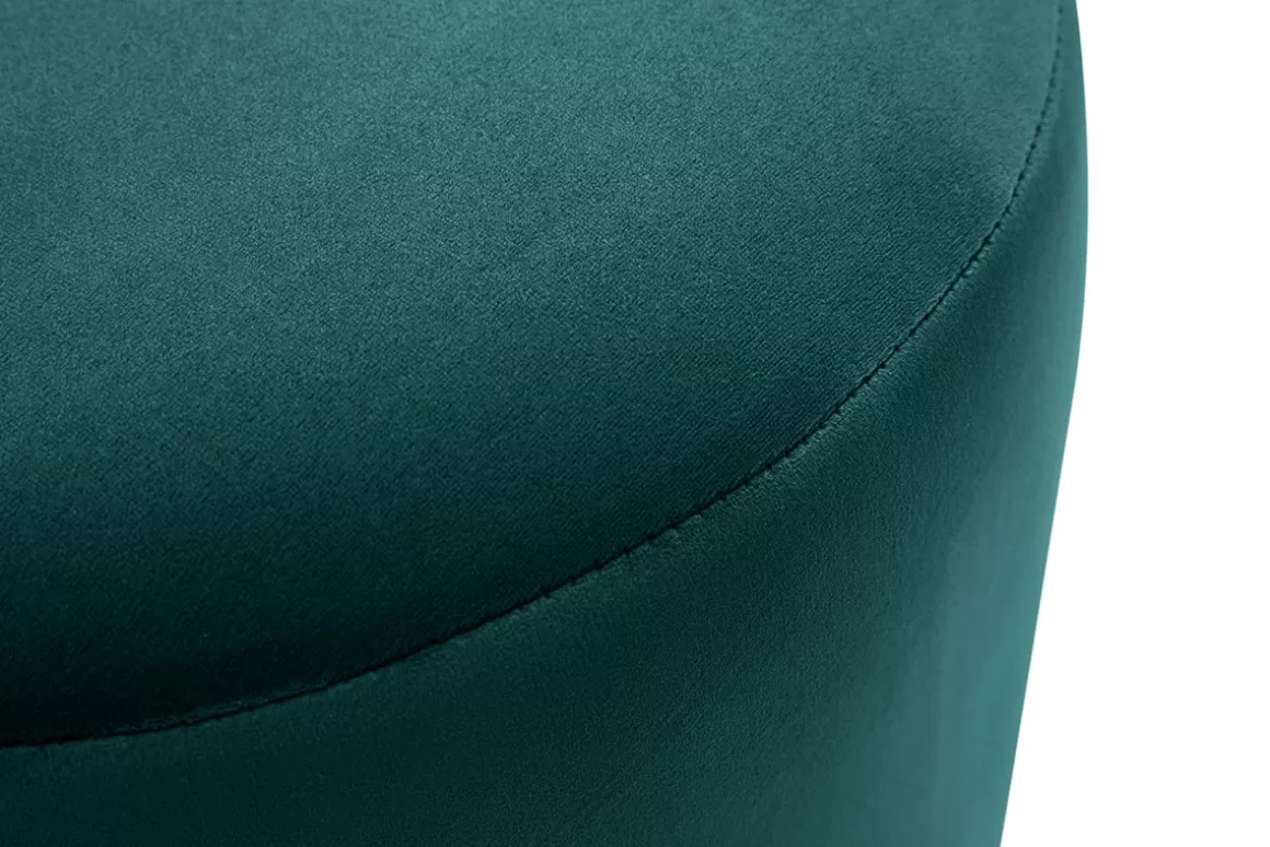 Miliboo Runder Samt-Pouf in petrolblau und goldfarbenem Metall D40 cm AMAYA