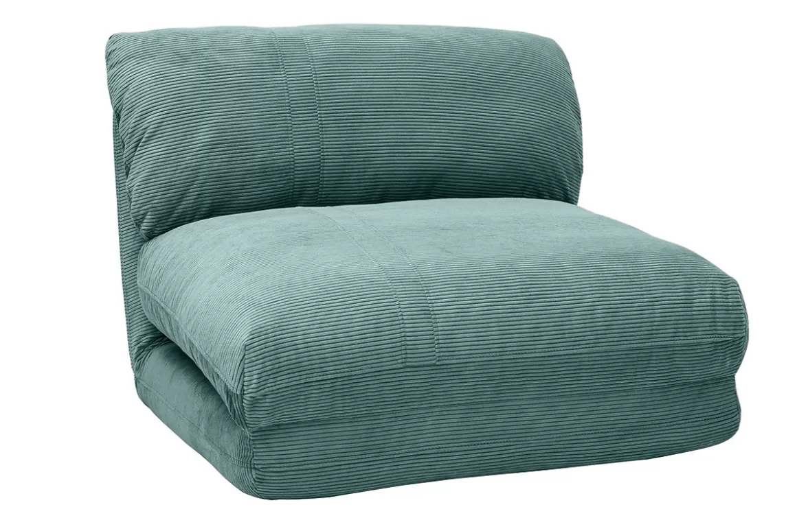 Miliboo Schlafsessel aus Cord in hellem Grünblau 1-Sitzer SPENCER
