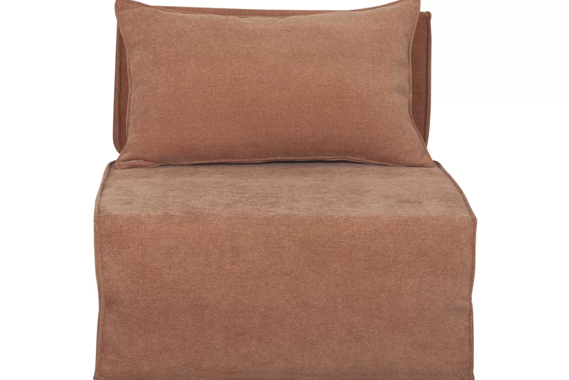 Kinder Miliboo Schlafsessel aus terracotta Stoff mit Samteffekt 1-Sitzer VICTOR