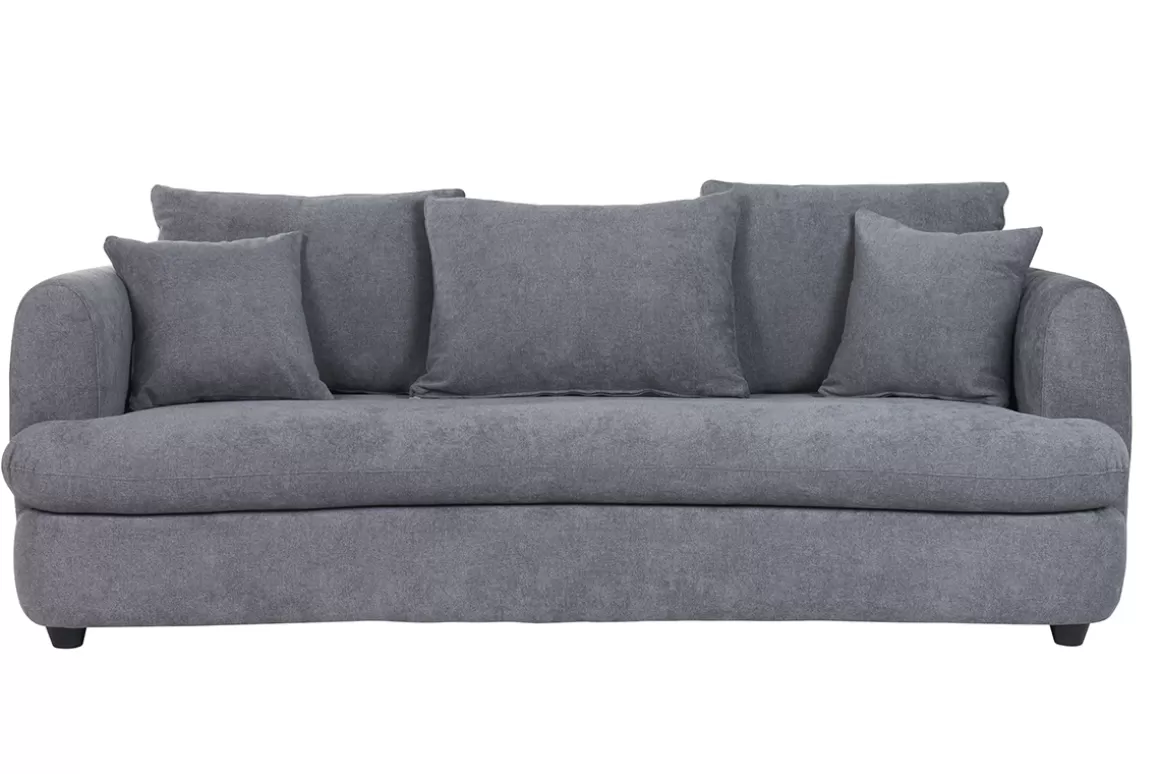 Miliboo Schlafsofa 3-4 Sitzer in grauem Stoff mit Samteffekt und abziehbarem Bezug SACHA