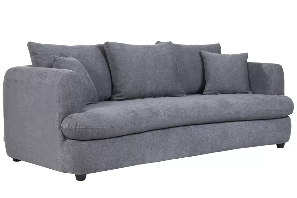 Miliboo Schlafsofa 3-4 Sitzer in grauem Stoff mit Samteffekt und abziehbarem Bezug SACHA