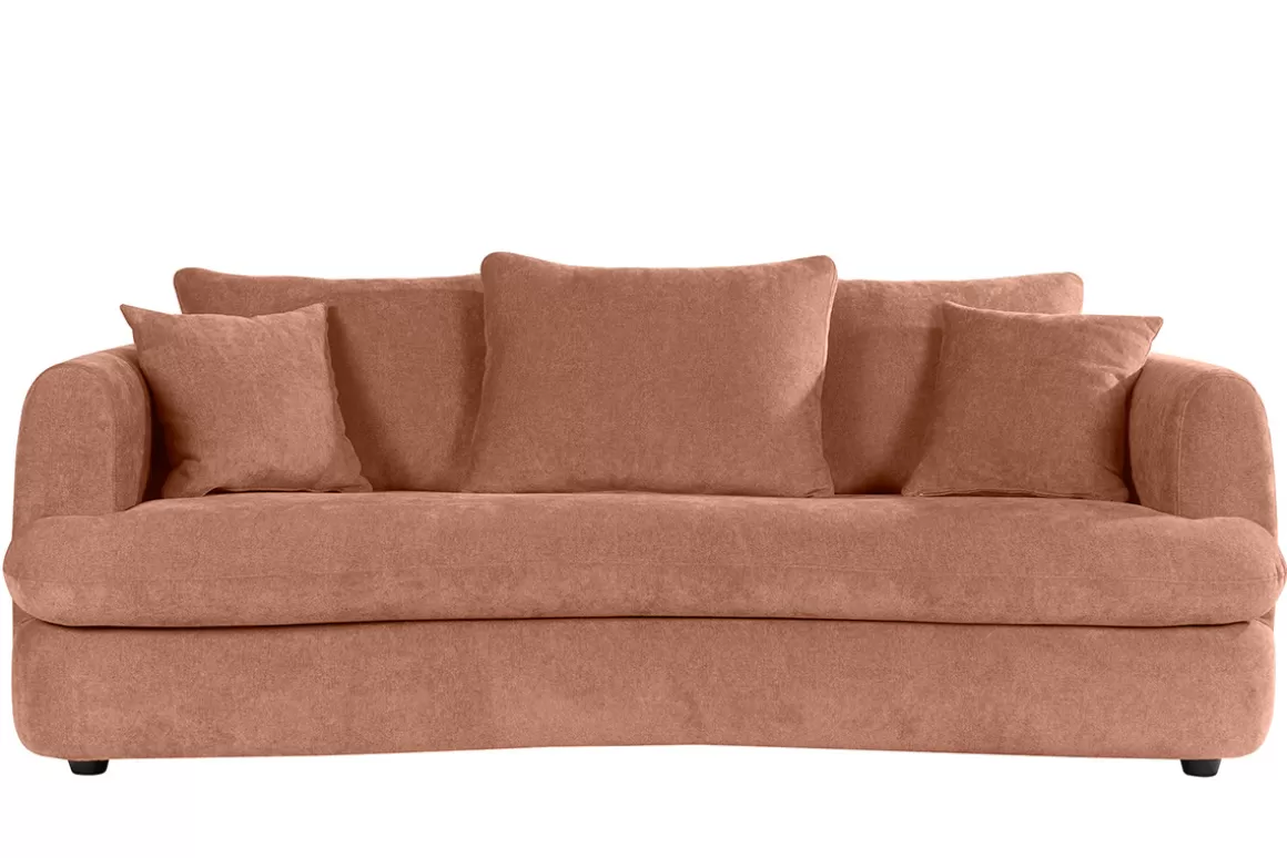 Miliboo Schlafsofa 3-4 Sitzer in terracottafarbenem Stoff mit Samteffekt und abziehbarem Bezug SACHA