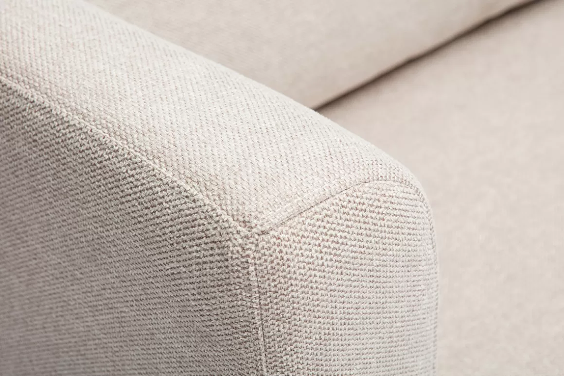 Miliboo Schlafsofa mit 2 Plätzen aus strukturiertem beigefarbenem Samteffektstoff LEON