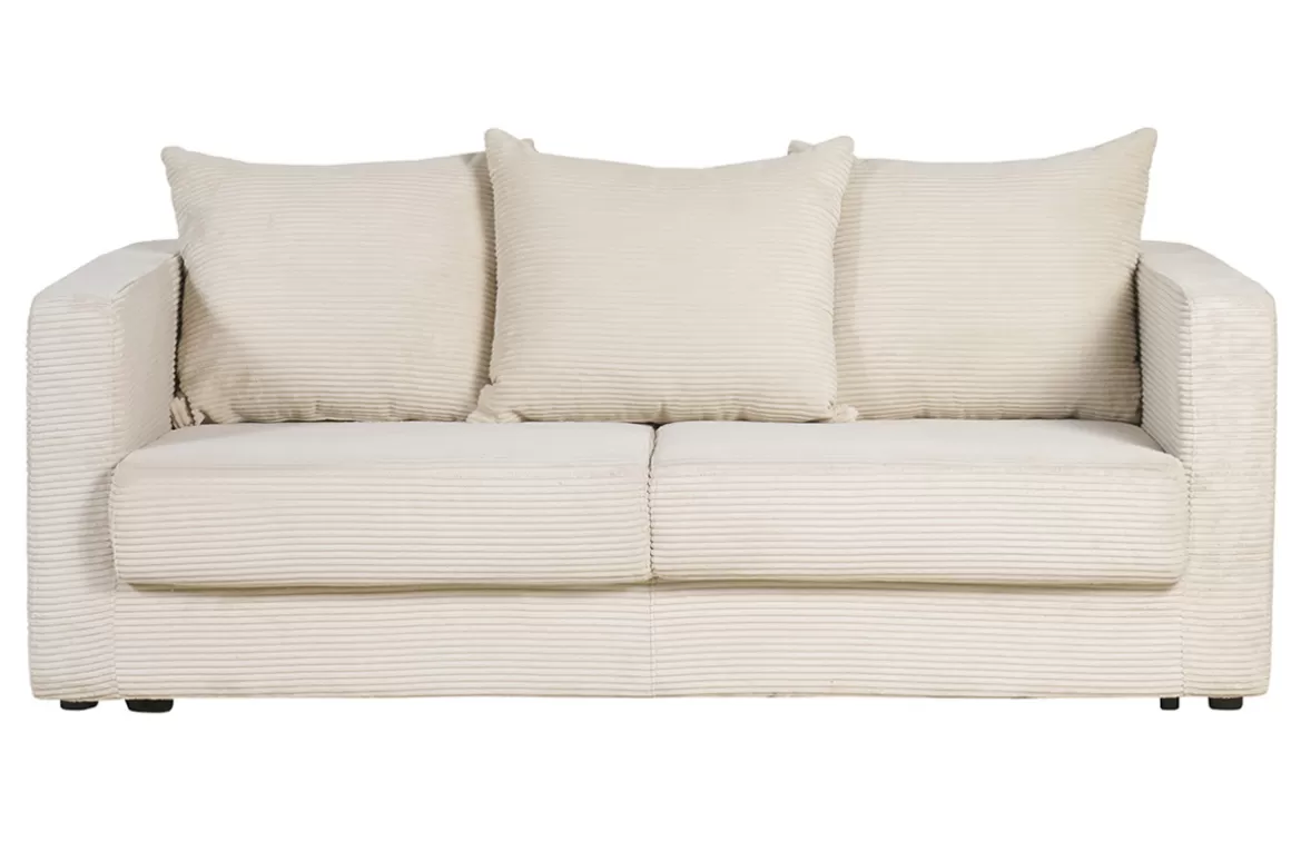 Miliboo Schlafsofa 3-Sitzer mit beigem Cordstoff mit Matratze 13cm BACIO
