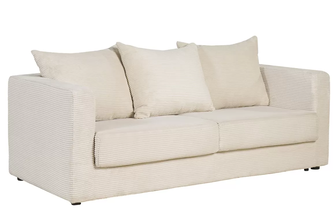 Miliboo Schlafsofa 3-Sitzer mit beigem Cordstoff mit Matratze 13cm BACIO