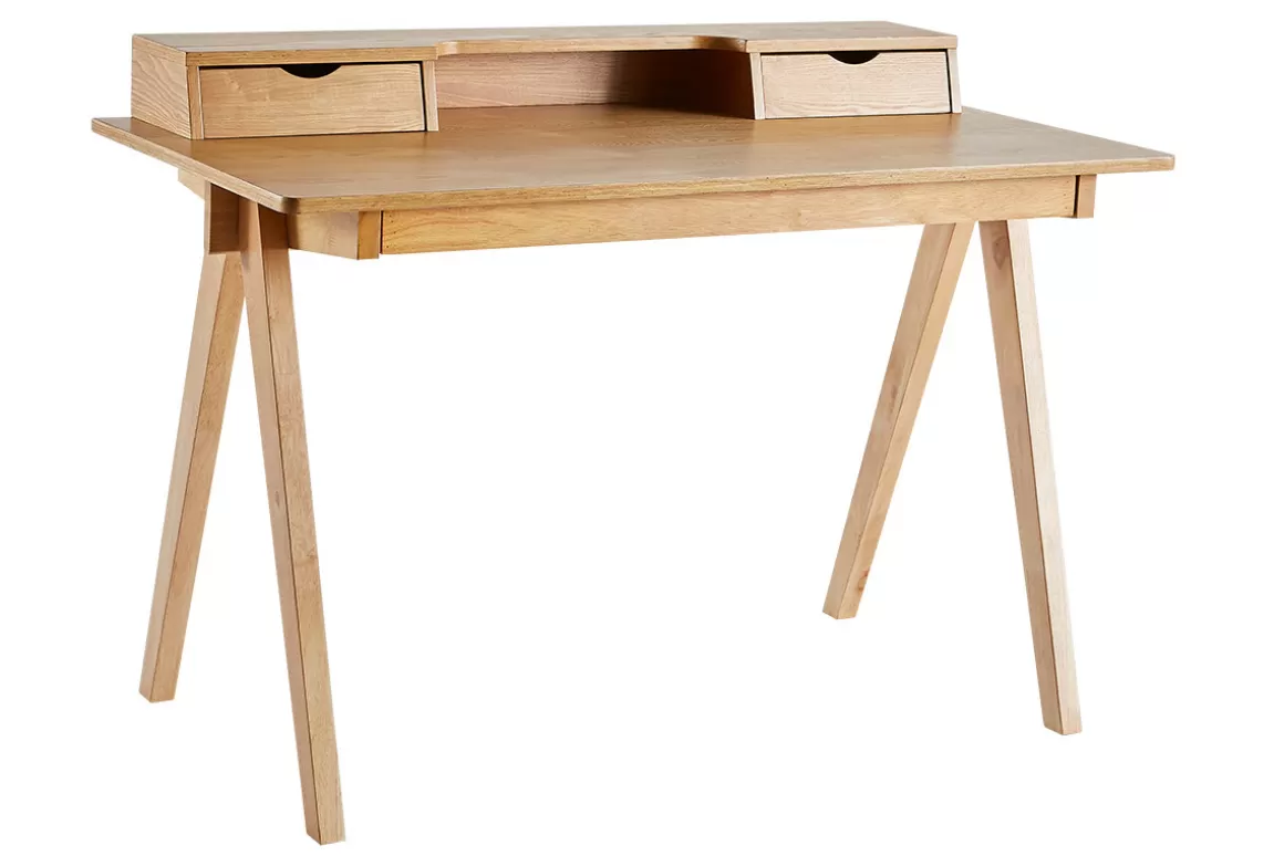 Miliboo Schreibtisch aus hellem Holz mit Ablagen L120 cm PULITO