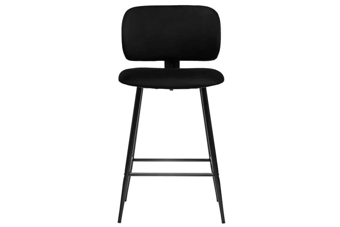 Miliboo Schwarze Barhocker aus Samtstoff und Metall H70 cm (2er-Set) ATRIUM