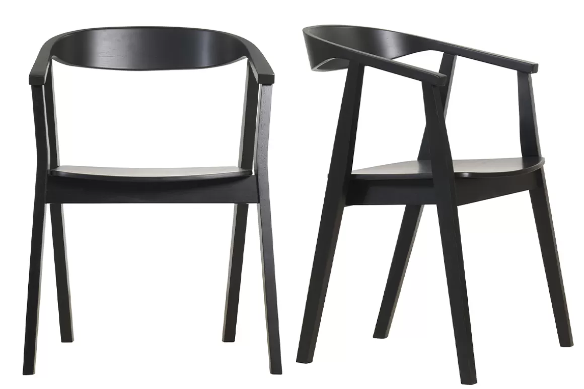 Miliboo Schwarze Design-Stühle aus Holz (2er- Set) BAHIA