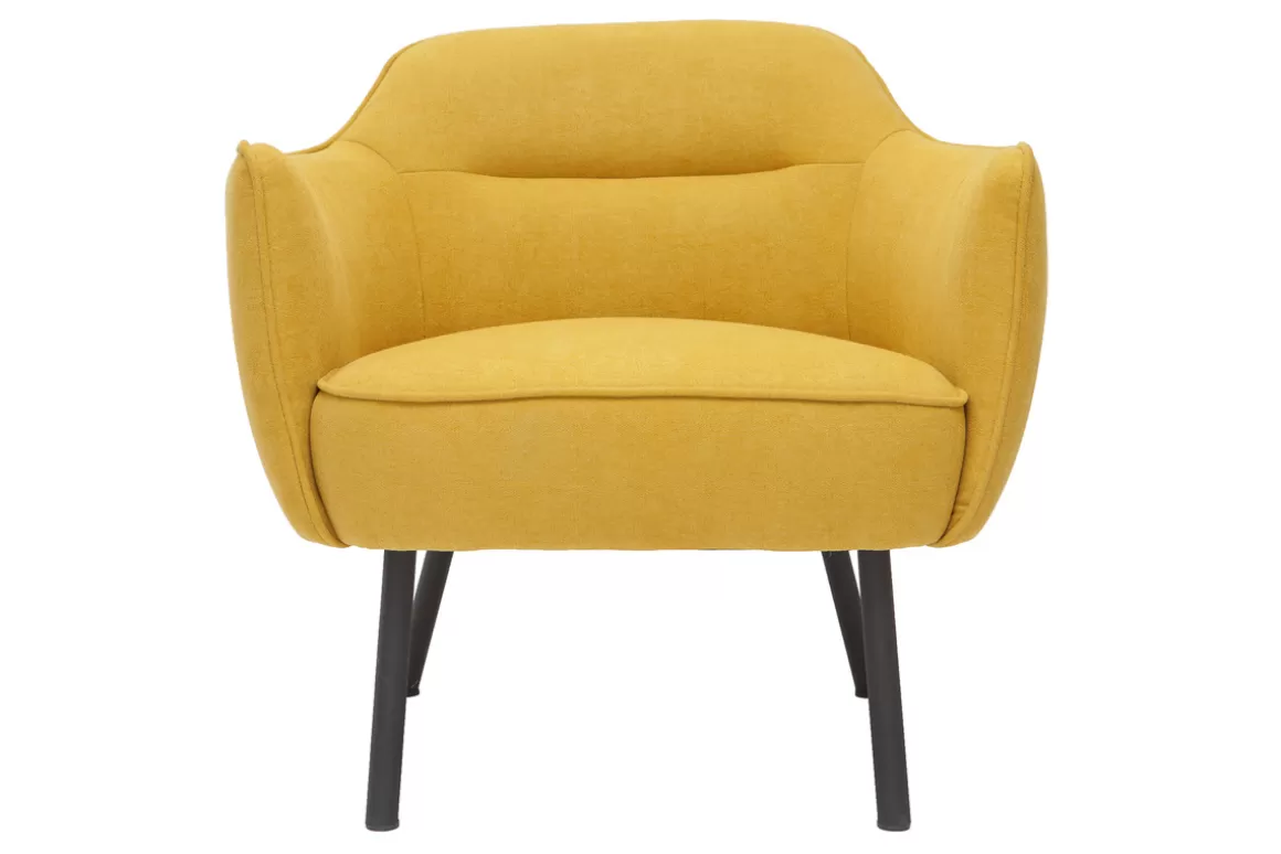 Miliboo Senfgelber Designer-Stoffsessel mit Samteffekt LAURENS