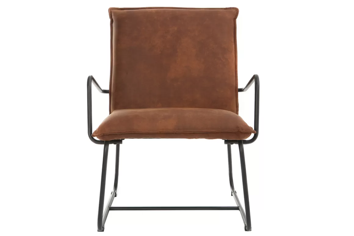 Miliboo Sessel PU Braun und Metallgestell Schwarz MERCY