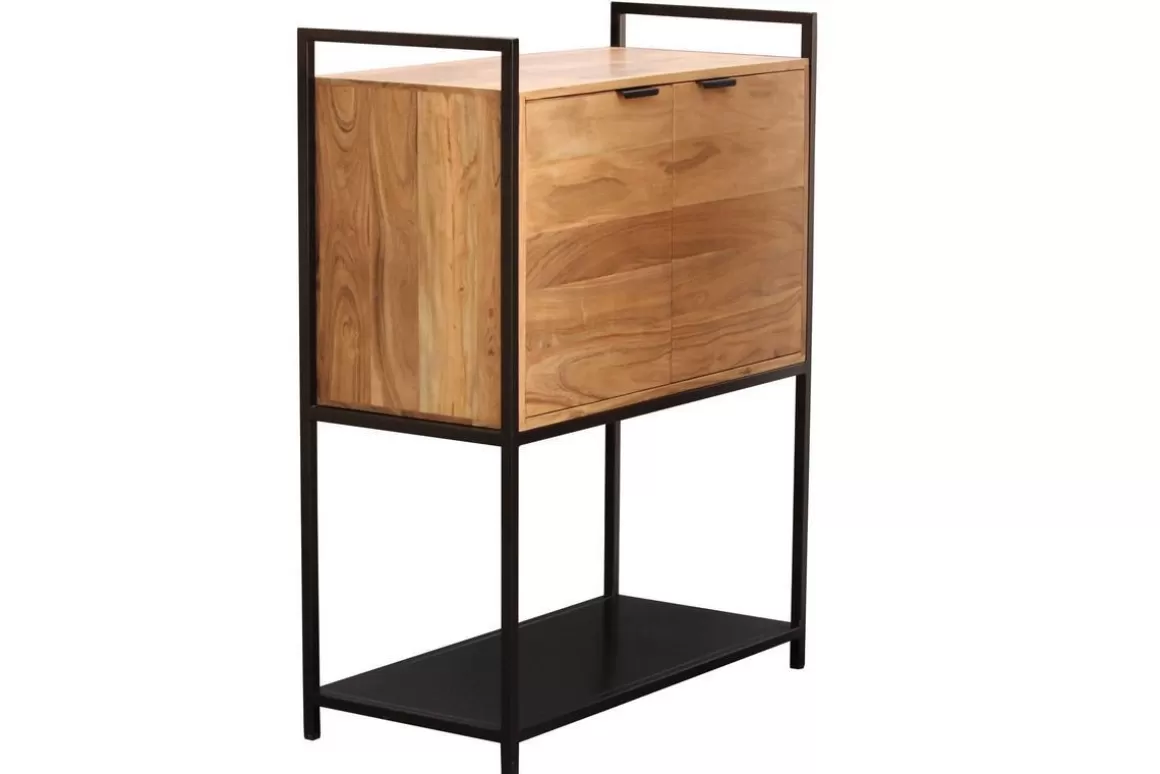 Miliboo Sideboard aus Akazie und schwarzem Metall H110 cm ARTHUS