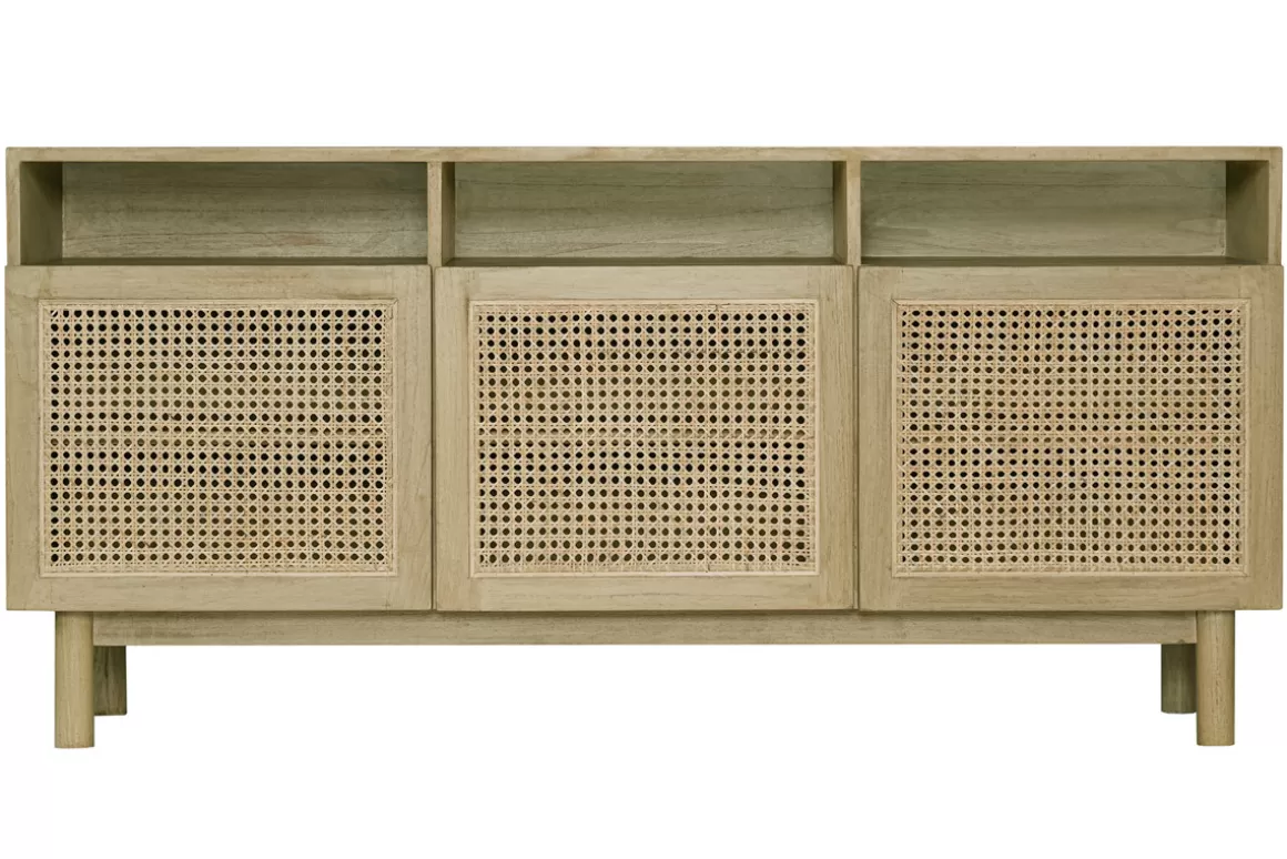 Miliboo Sideboard aus hellem Holz und Rattangeflecht L160 cm GALINA