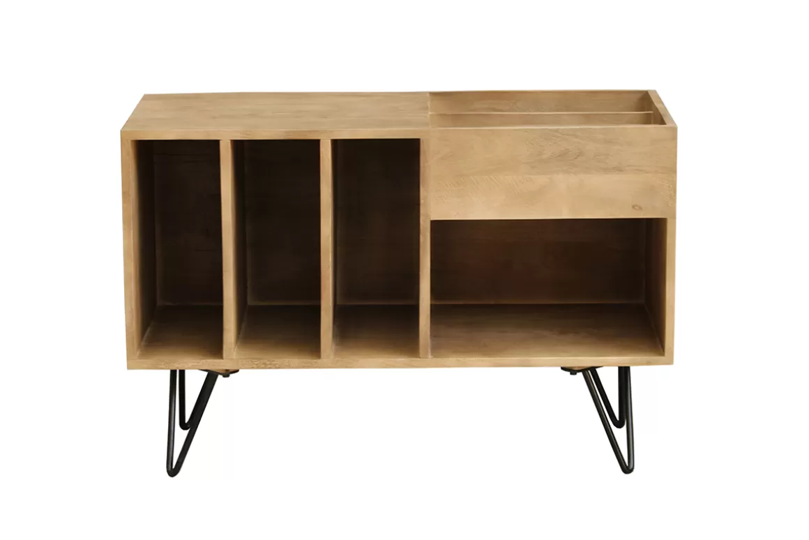 Miliboo Sideboard für Schallplatten aus Mangoholz und Metall B 90 cm BOOGIE