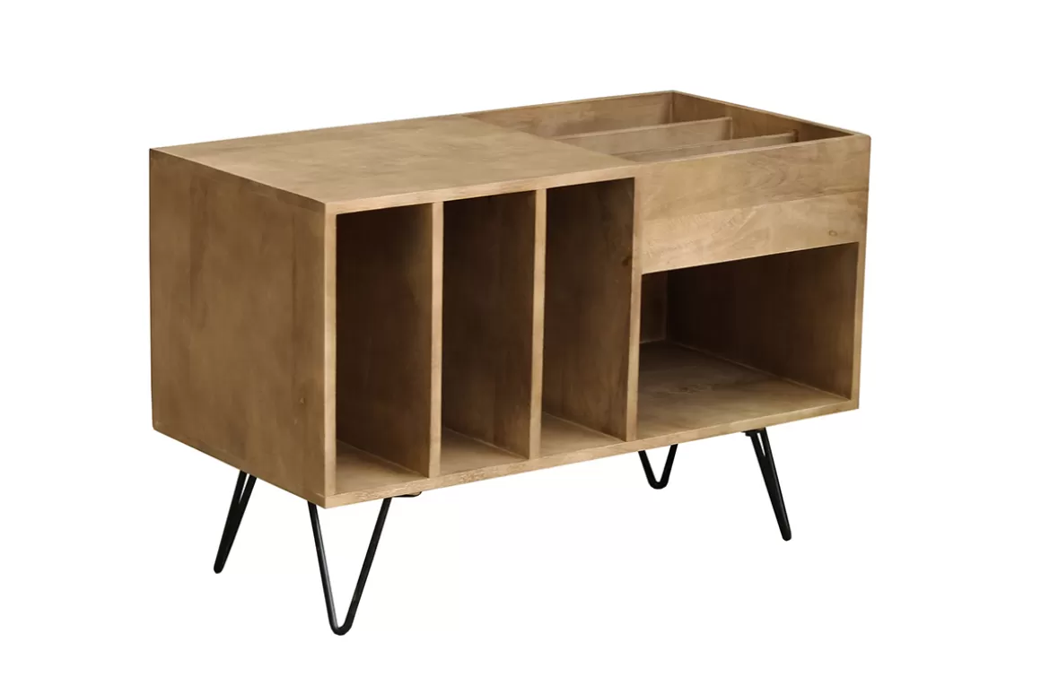 Miliboo Sideboard für Schallplatten aus Mangoholz und Metall B 90 cm BOOGIE
