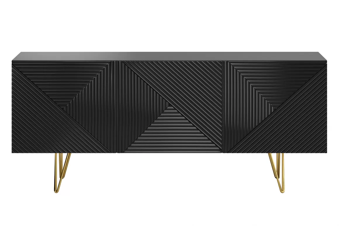 Miliboo Sideboard schwarz und goldfarben 3-türig L160 cm OZEN