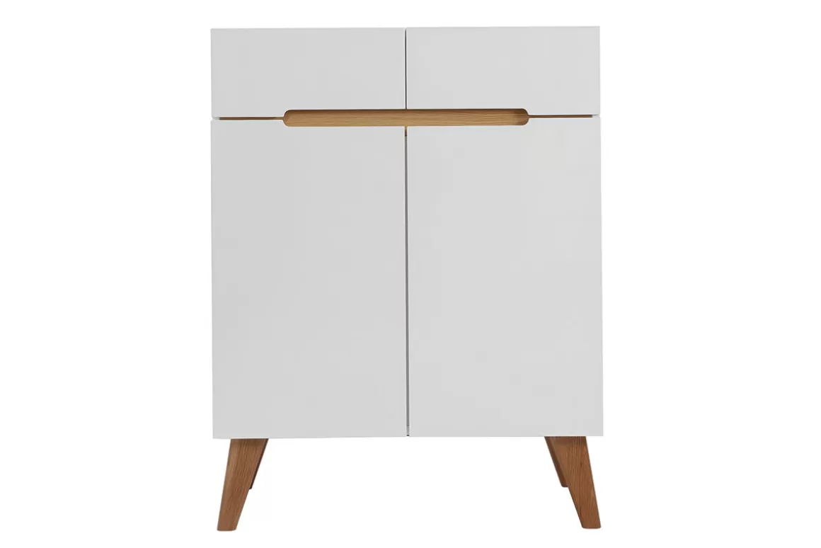 Miliboo Sideboard Skandinavienstil Weiß und Esche 80 cm MELKA