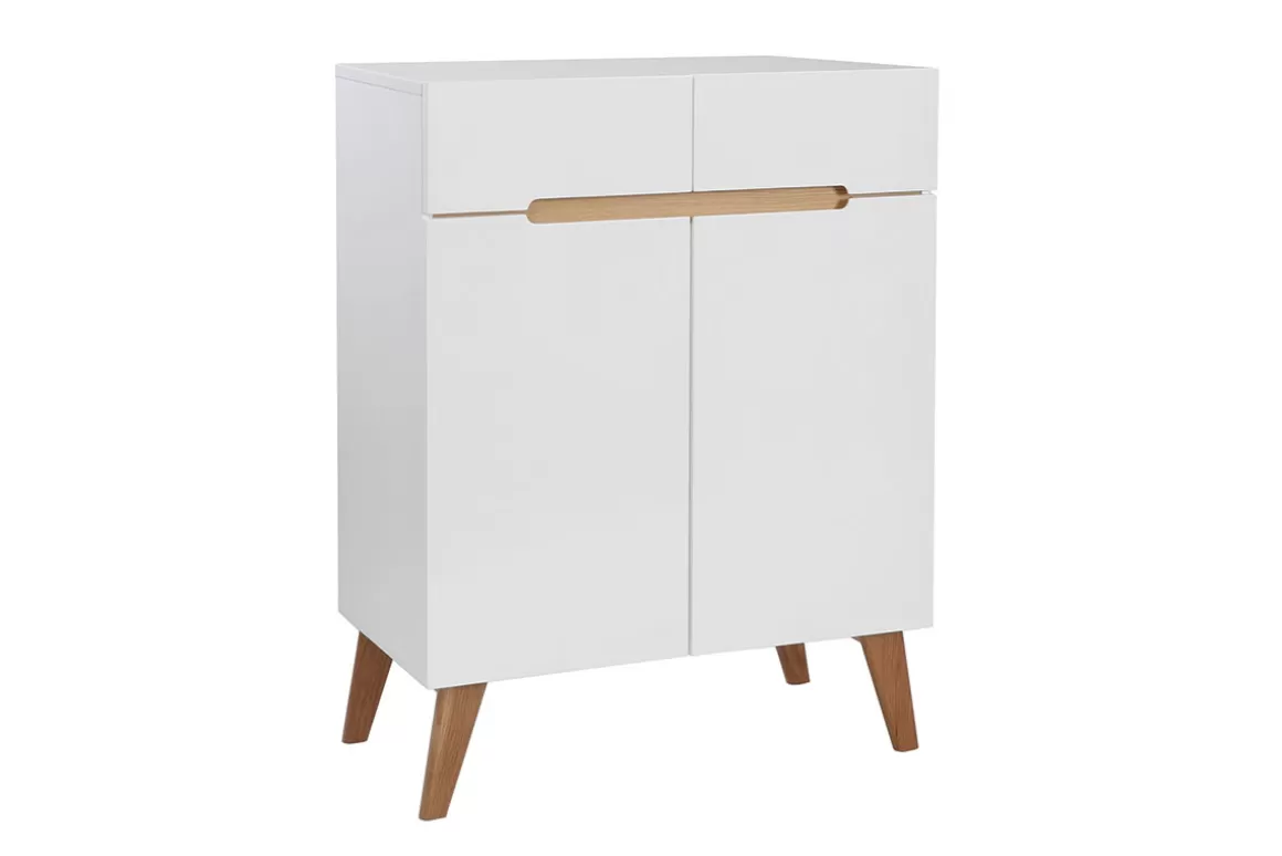 Miliboo Sideboard Skandinavienstil Weiß und Esche 80 cm MELKA