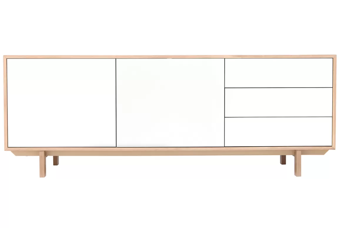 Miliboo Sideboard skandinavisch Holz Weiß 195 cm SID