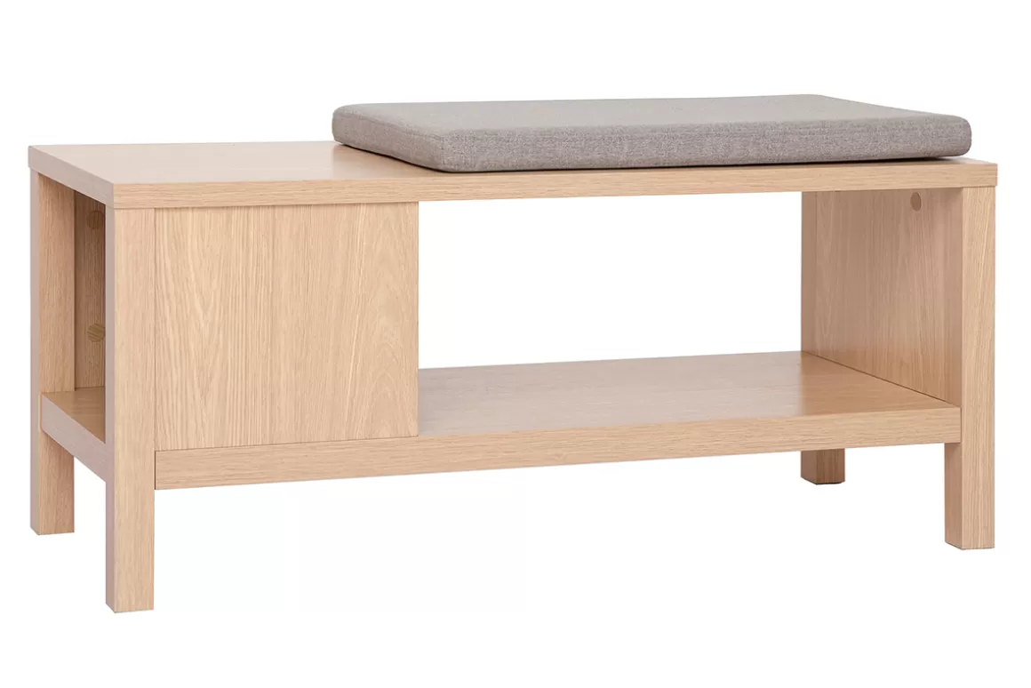 Miliboo Sitzbank in Eiche mit Kissen und offener Nische B100 cm GUMBY