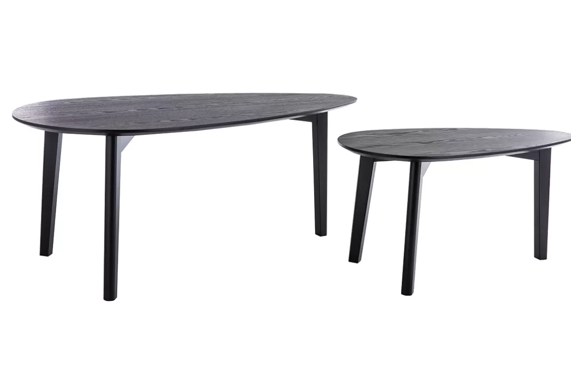 Miliboo Skandinavische Couchtische aus schwarzer Esche (2er-Satz) ARTIK