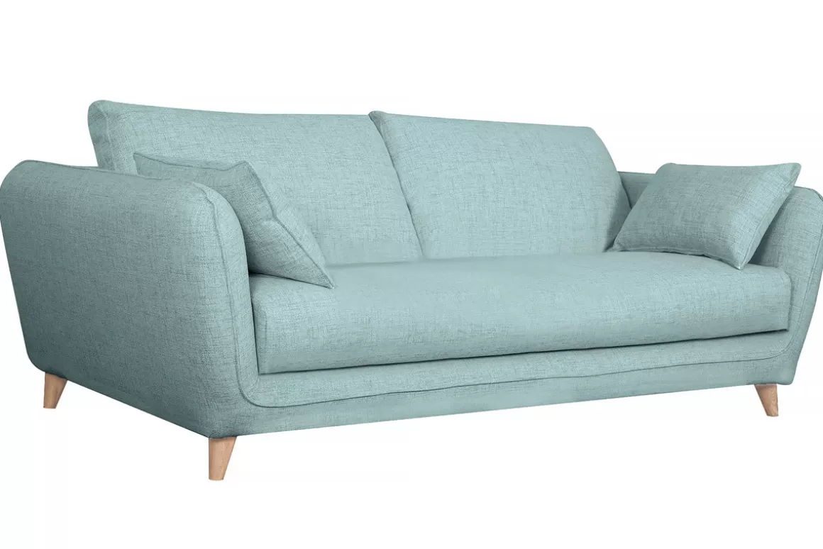 Miliboo Skandinavische Schlafcouch eisblau mit Matratze D10 cm 3-Sitzer CREEP