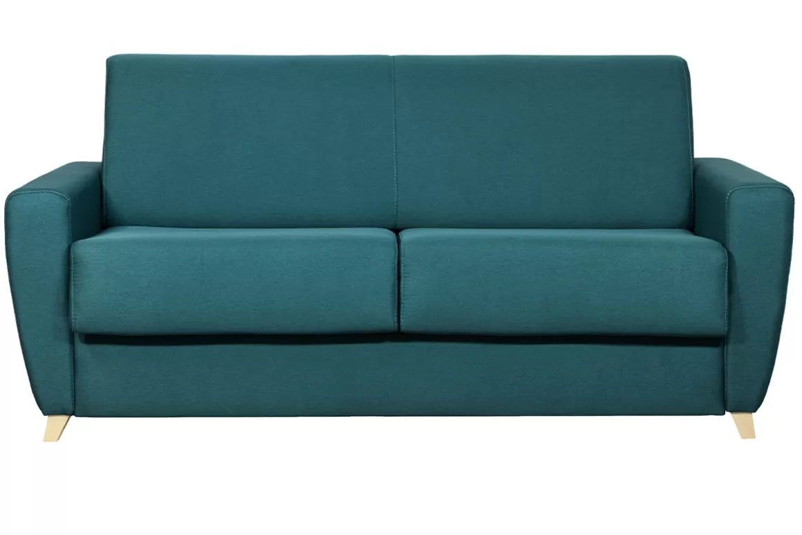Miliboo Skandinavische Schlafcouch in Entenblau mit Matratze 18 cm GRAHAM