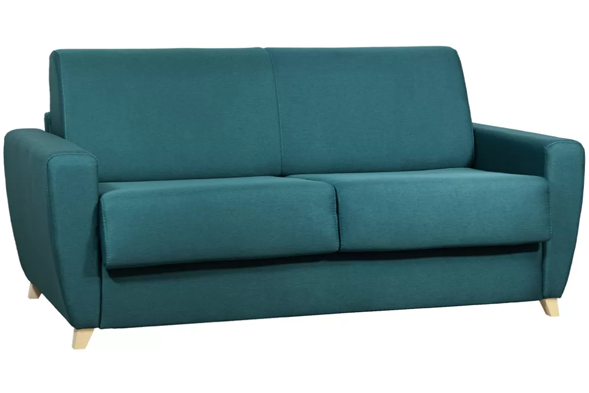 Miliboo Skandinavische Schlafcouch in Entenblau mit Matratze 18 cm GRAHAM
