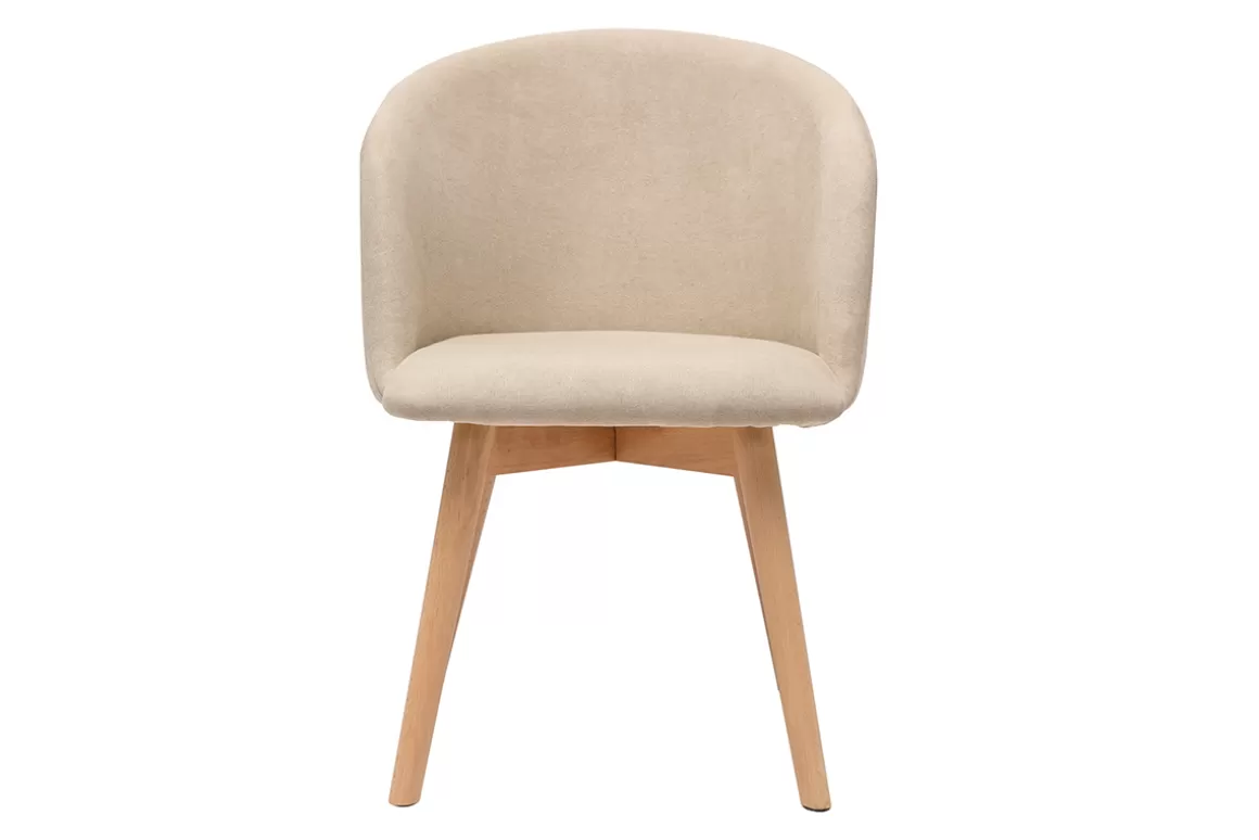 Miliboo Skandinavische Stühle aus beigem Stoff mit Samteffekt und massivem Buchenholz (2er-Set) VANITY