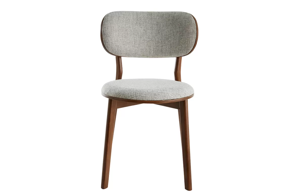 Miliboo Skandinavische Stühle aus dunklem Holz und grauem Stoff (2er-Set) FAUVETTE