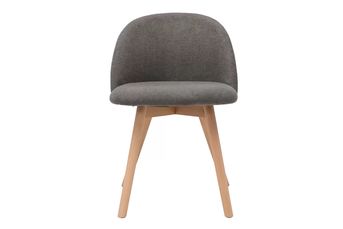 Miliboo Skandinavische Stühle aus grauem Stoff mit Samteffekt und massivem Buchenholz (2er-Set) CELESTE