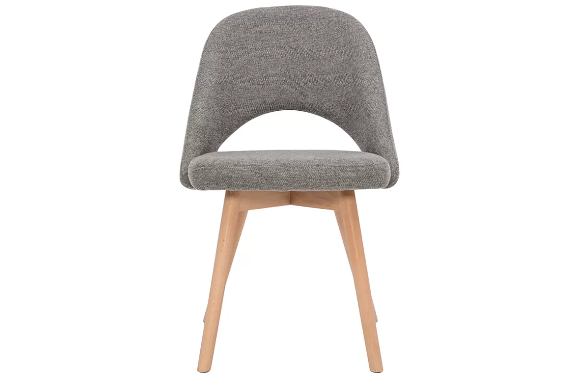 Miliboo Skandinavische Stühle aus grauen Stoff mit Samteffekt und massivem Buchenholz (2er-Set) COSETTE
